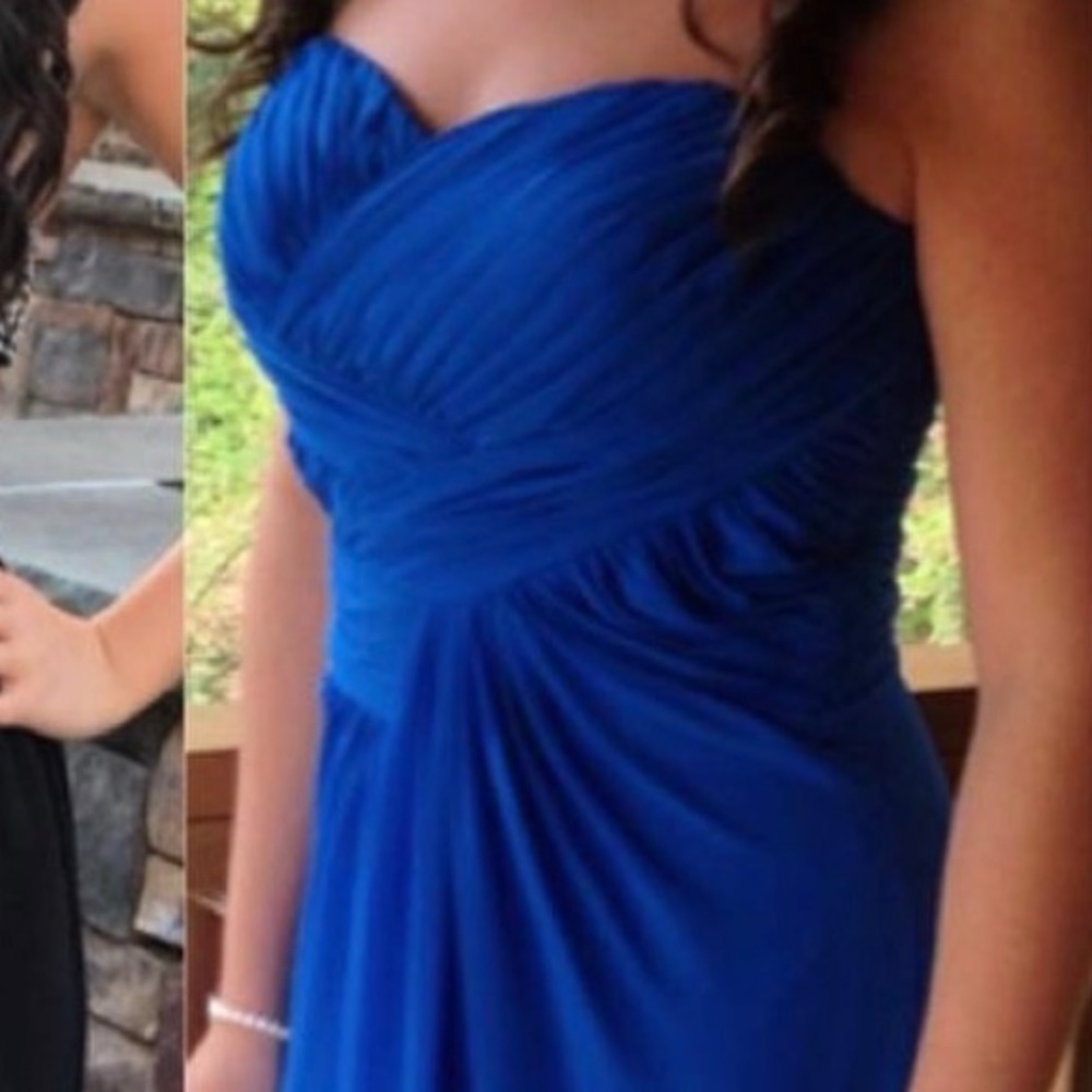 Long Blue Sleeveless Prom Dress